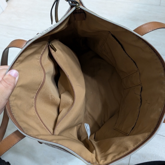 Fossil Felicity Signature Tote Handbag, Taupe/Tan - Picture 4 of 6